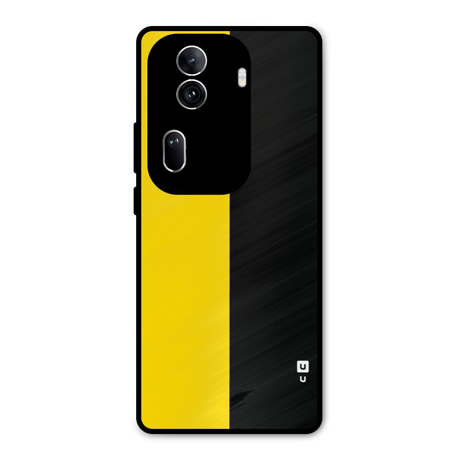 Yellow Black Super Minimalistic Metal Back Case for Oppo Reno11 Pro 5G