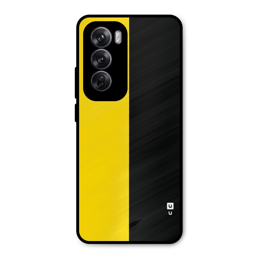 Yellow Black Super Minimalistic Metal Back Case for Oppo Reno12 Pro