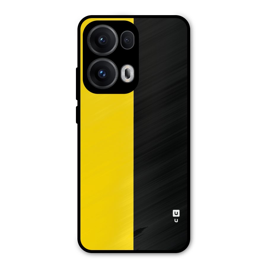 Yellow Black Super Minimalistic Metal Back Case for Oppo Reno13 Pro