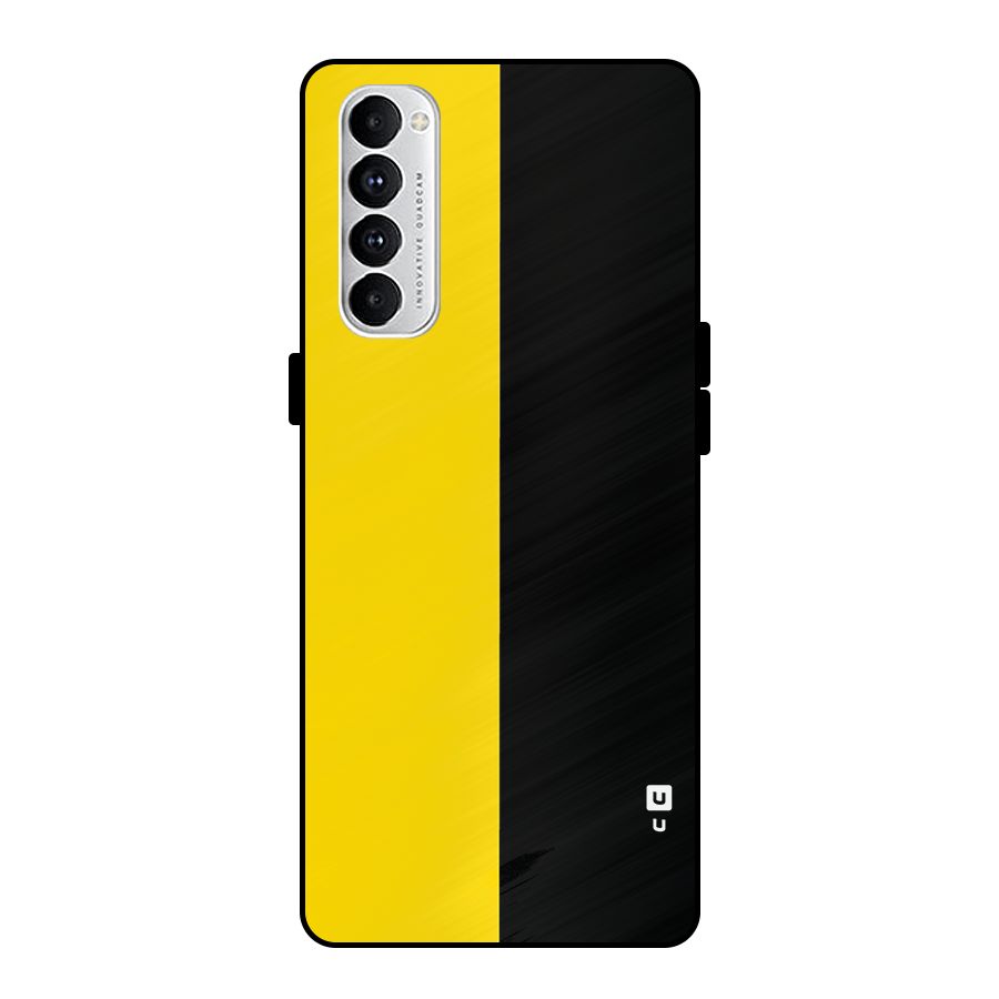 Yellow Black Super Minimalistic Metal Back Case for Oppo Reno4 Pro