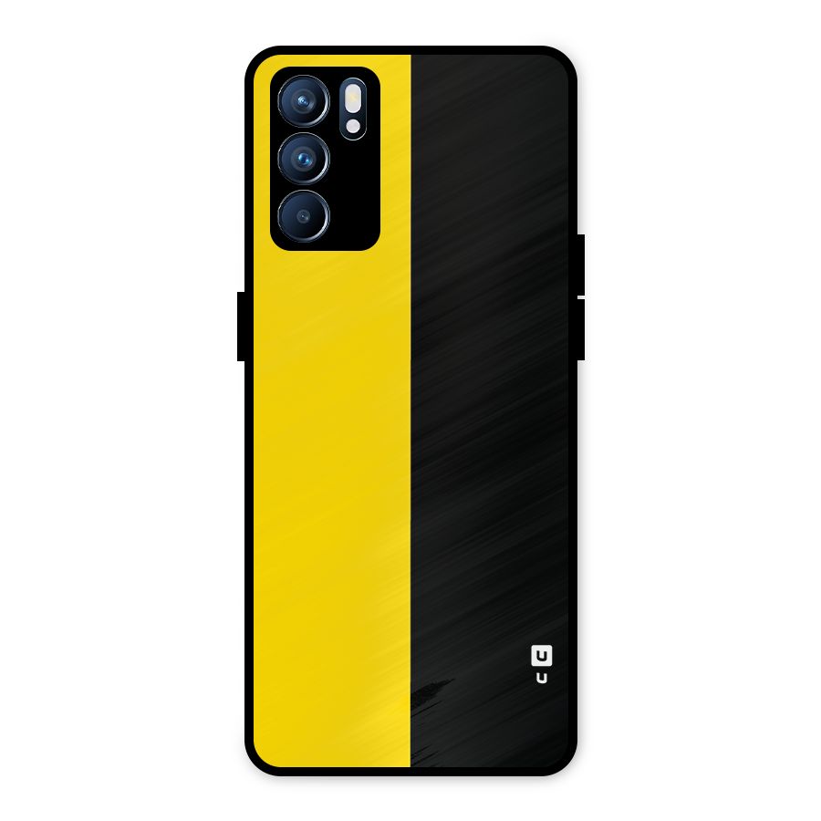 Yellow Black Super Minimalistic Metal Back Case for Oppo Reno6 5G