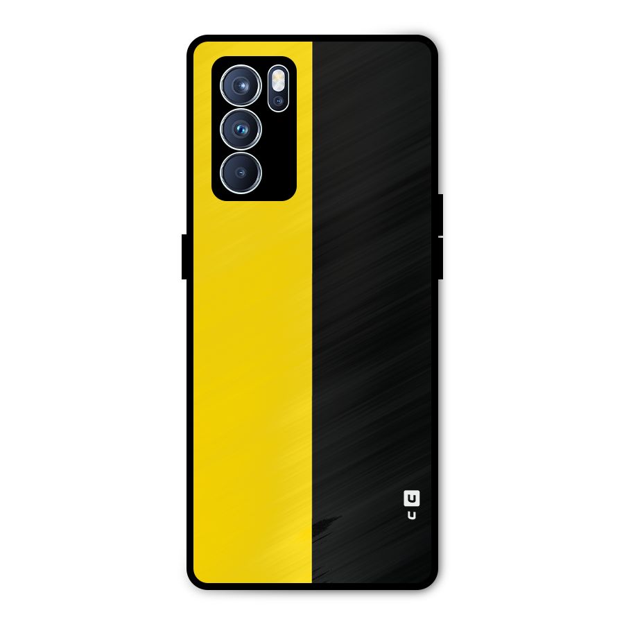 Yellow Black Super Minimalistic Metal Back Case for Oppo Reno6 Pro 5G
