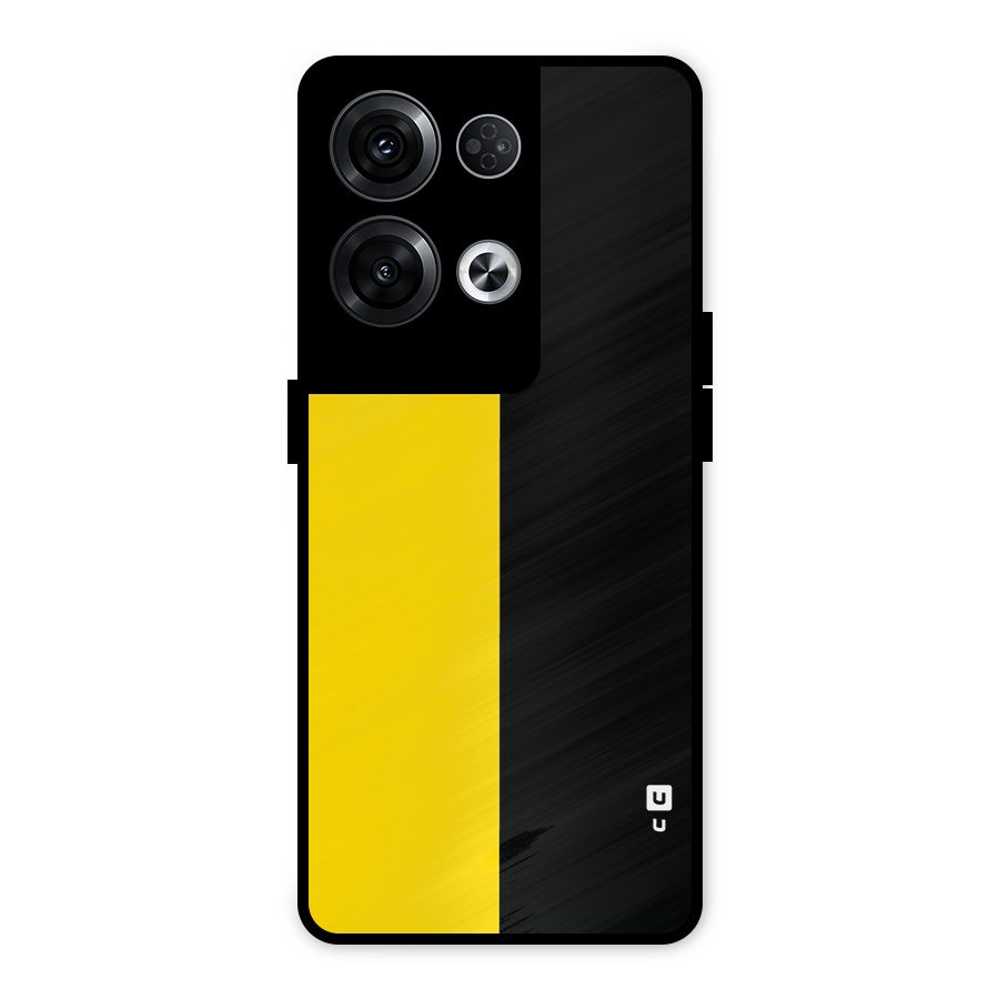 Yellow Black Super Minimalistic Metal Back Case for Oppo Reno8 Pro 5G