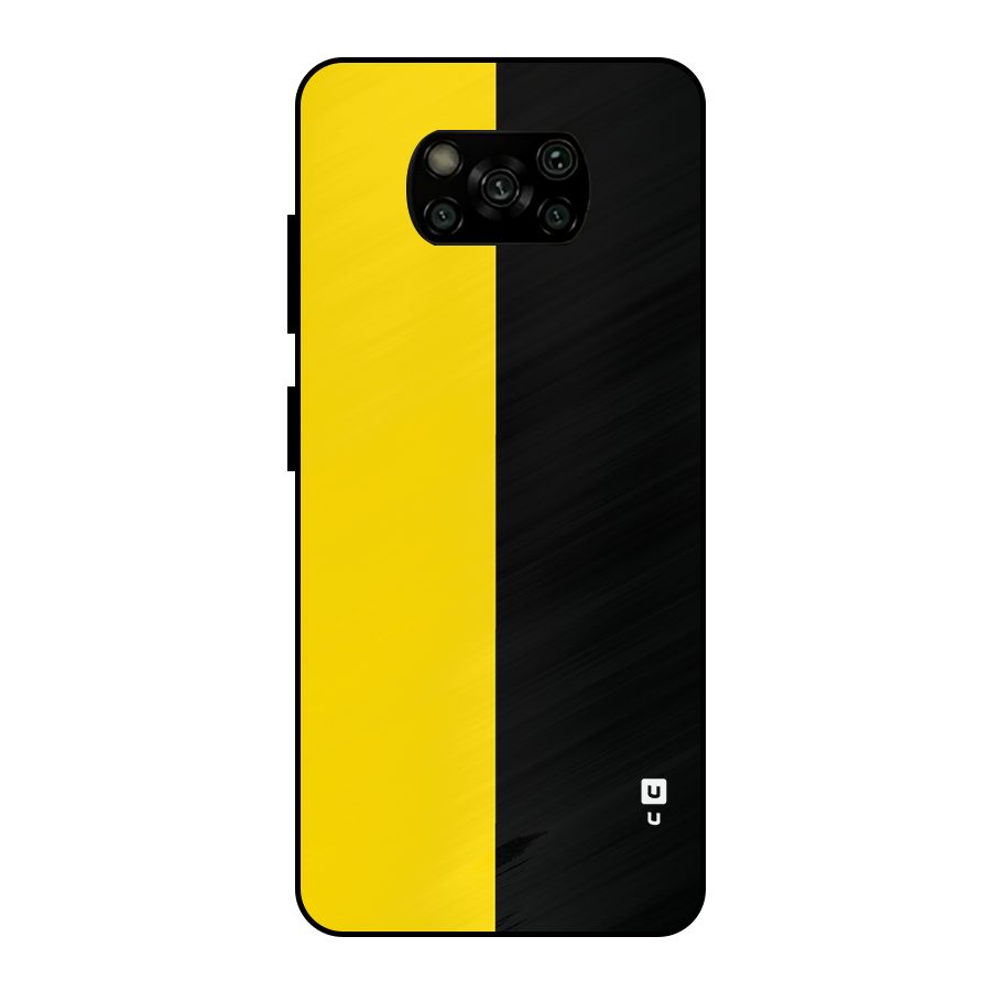 Yellow Black Super Minimalistic Metal Back Case for Poco X3