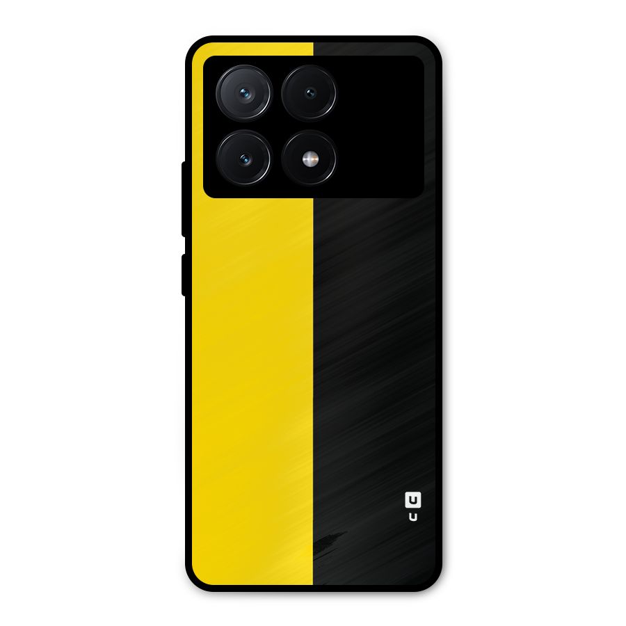 Yellow Black Super Minimalistic Metal Back Case for Poco X6 Pro