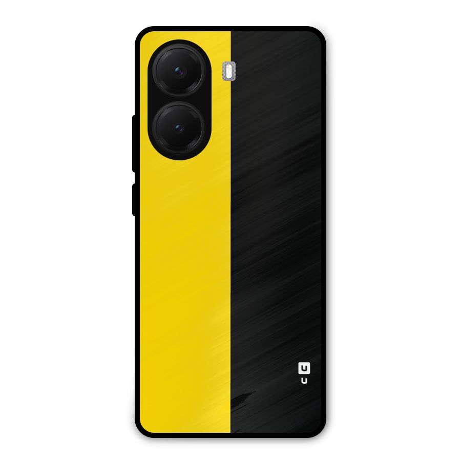 Yellow Black Super Minimalistic Metal Back Case for Poco X7 Pro