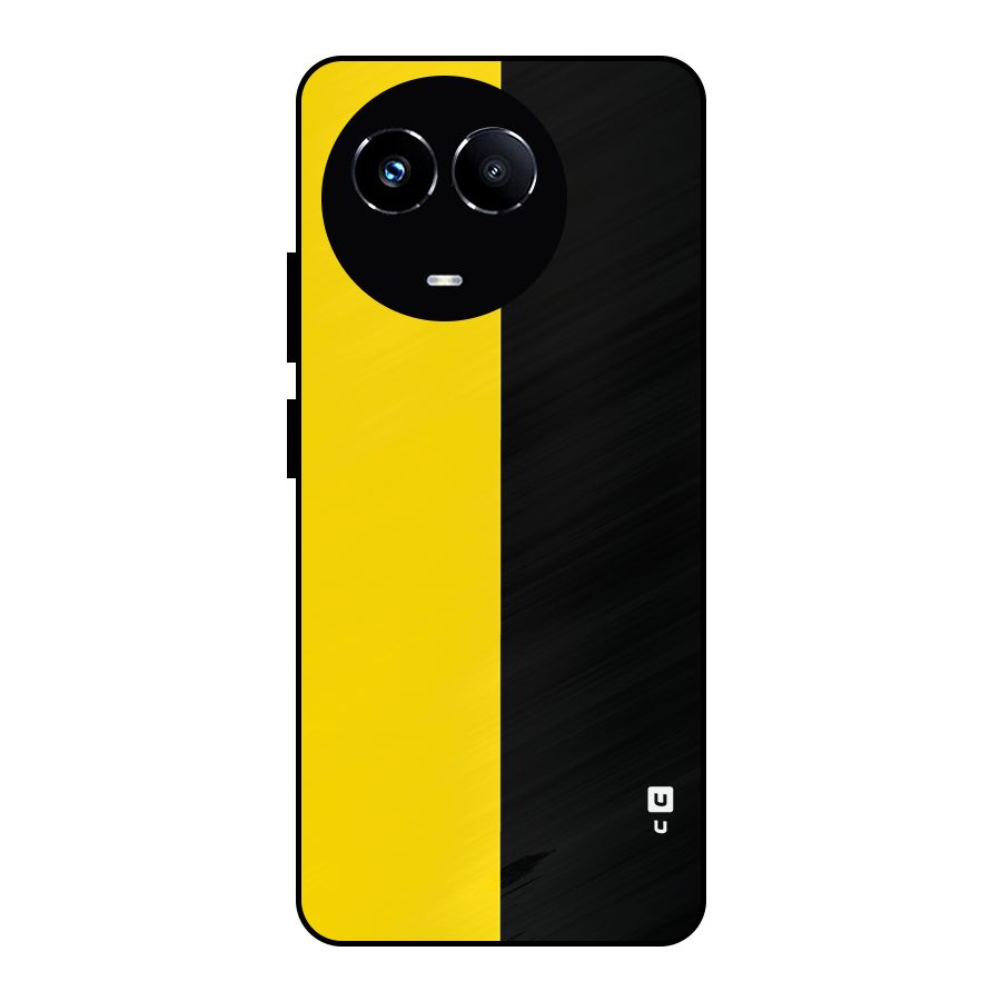 Yellow Black Super Minimalistic Metal Back Case for Realme 11 5G