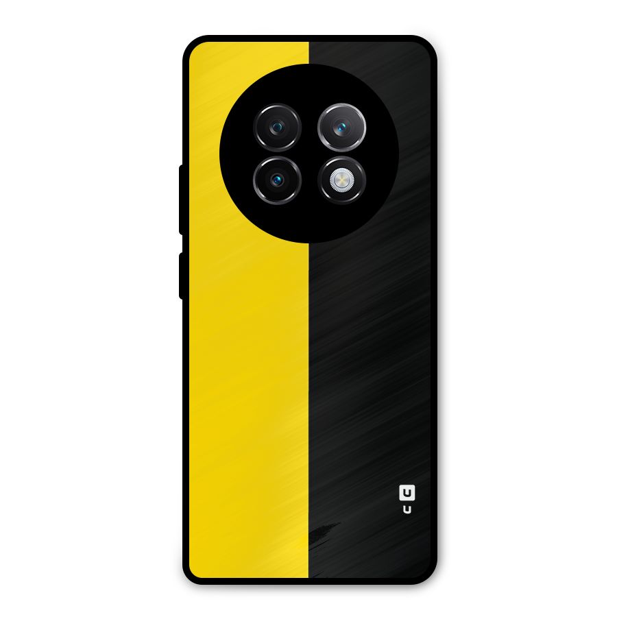 Yellow Black Super Minimalistic Metal Back Case for Realme 13 Plus
