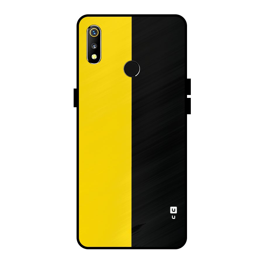 Yellow Black Super Minimalistic Metal Back Case for Realme 3