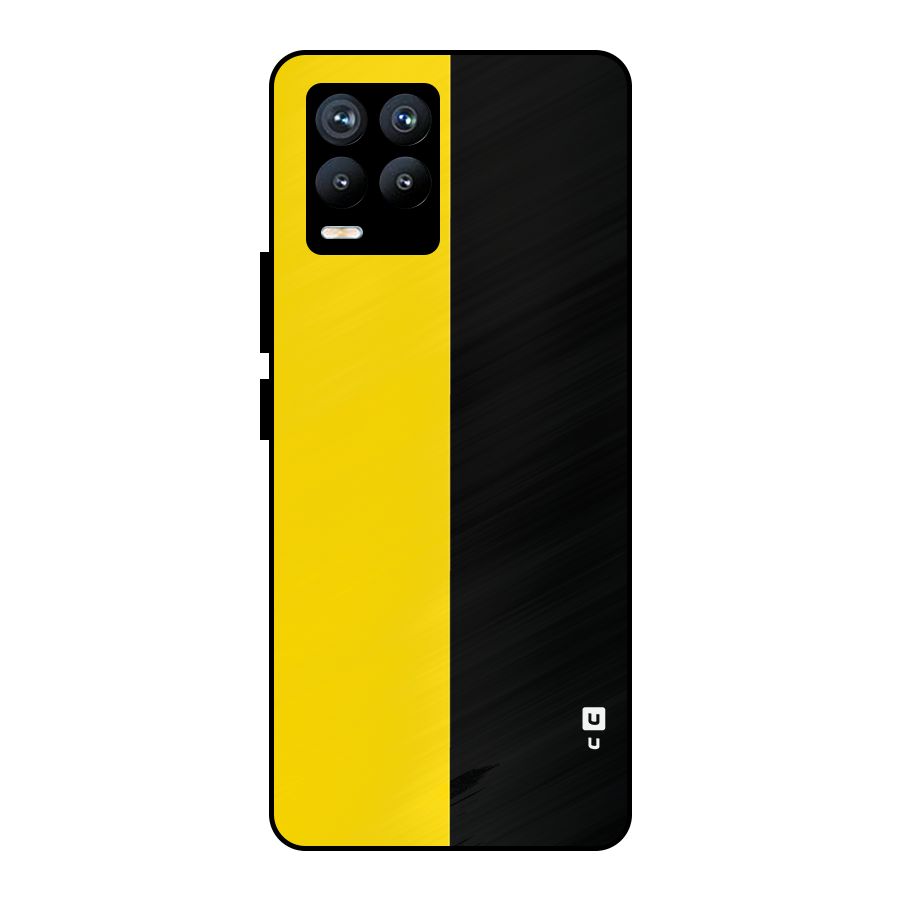 Yellow Black Super Minimalistic Metal Back Case for Realme 8 Pro