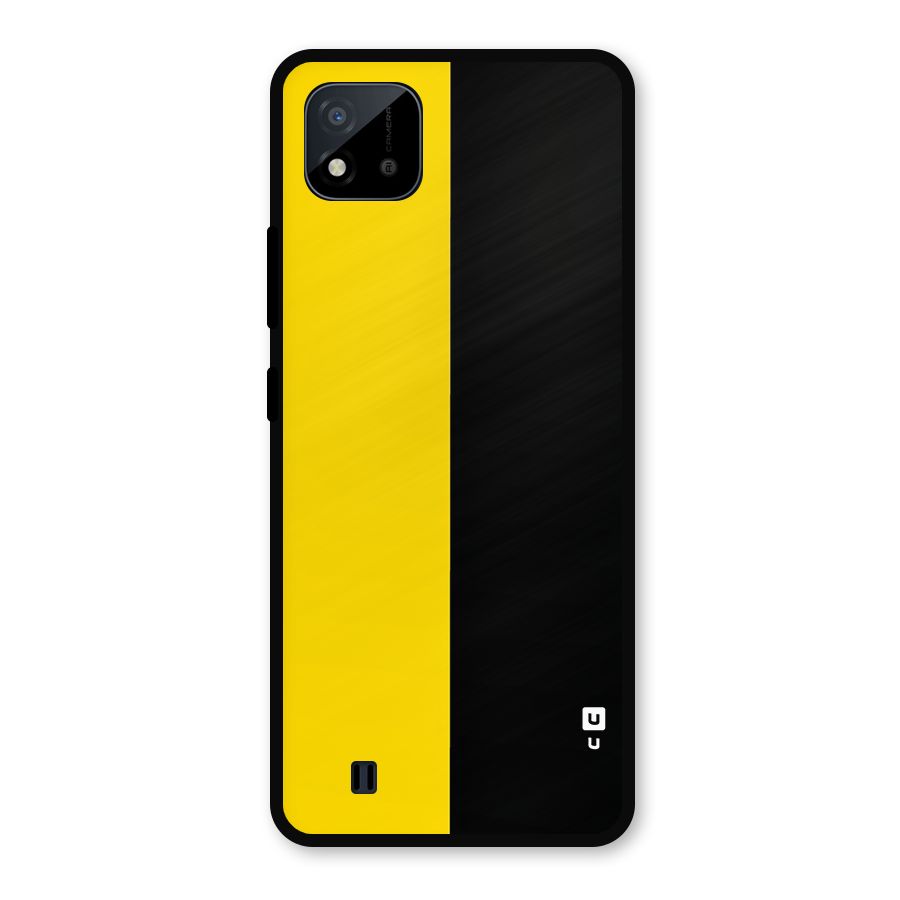 Yellow Black Super Minimalistic Metal Back Case for Realme C11 2021