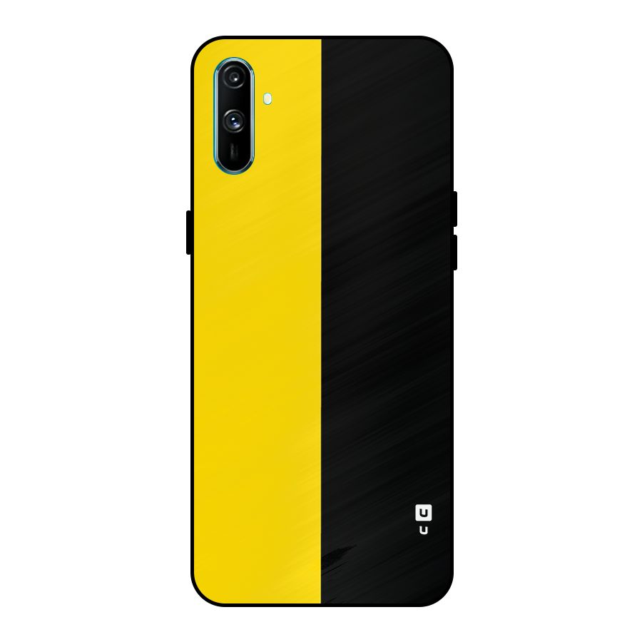 Yellow Black Super Minimalistic Metal Back Case for Realme C3