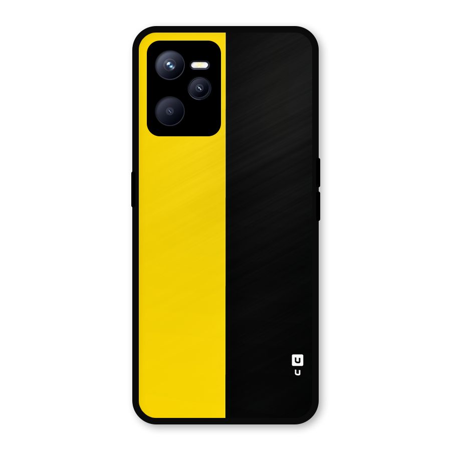 Yellow Black Super Minimalistic Metal Back Case for Realme C35