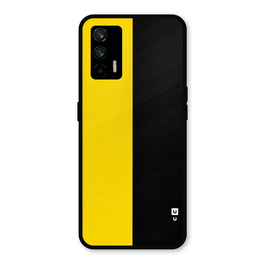 Yellow Black Super Minimalistic Metal Back Case for Realme GT 5G