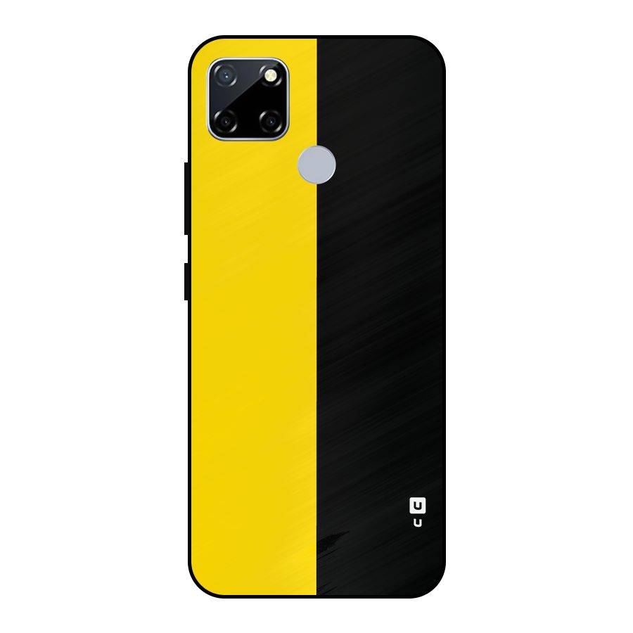 Yellow Black Super Minimalistic Metal Back Case for Realme Narzo 20
