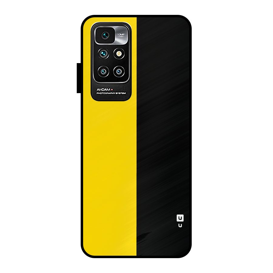 Yellow Black Super Minimalistic Metal Back Case for Redmi 10 Prime