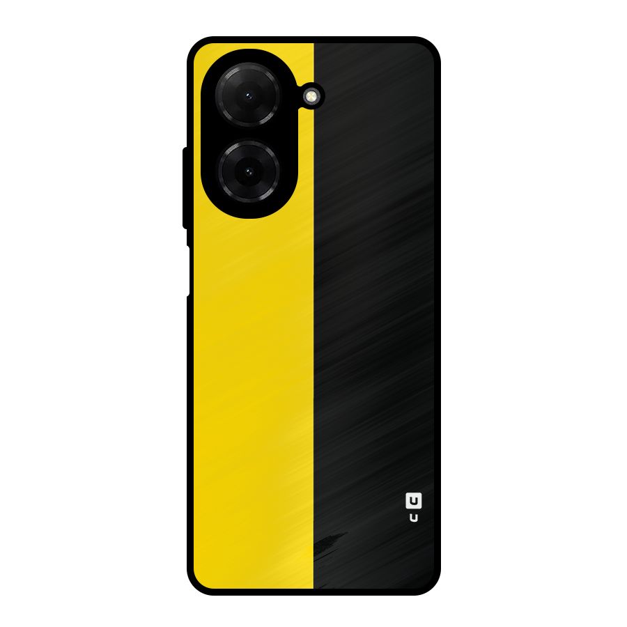 Yellow Black Super Minimalistic Metal Back Case for Redmi A5 4G