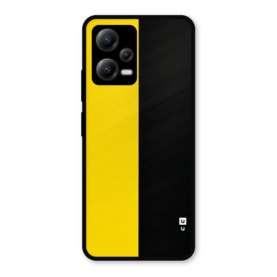 Yellow Black Super Minimalistic Metal Back Case for Redmi Note 12 5G