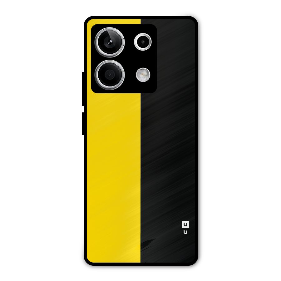 Yellow Black Super Minimalistic Metal Back Case for Redmi Note 13 5G