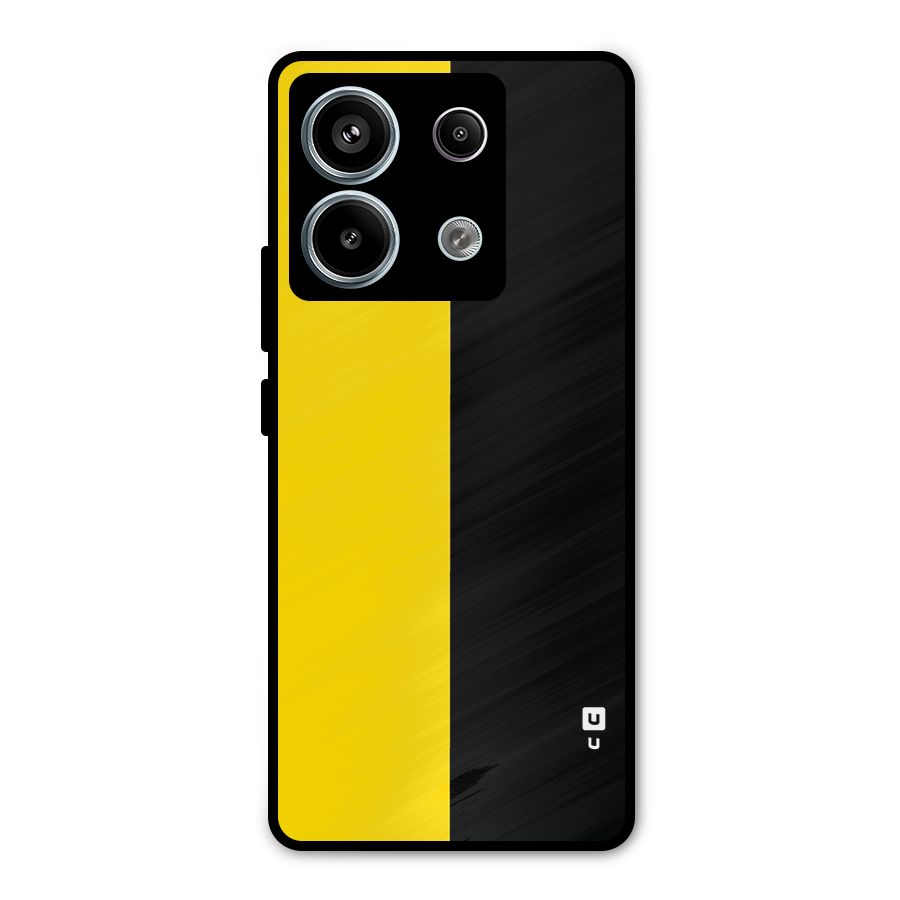 Yellow Black Super Minimalistic Metal Back Case for Redmi Note 13 Pro 5G