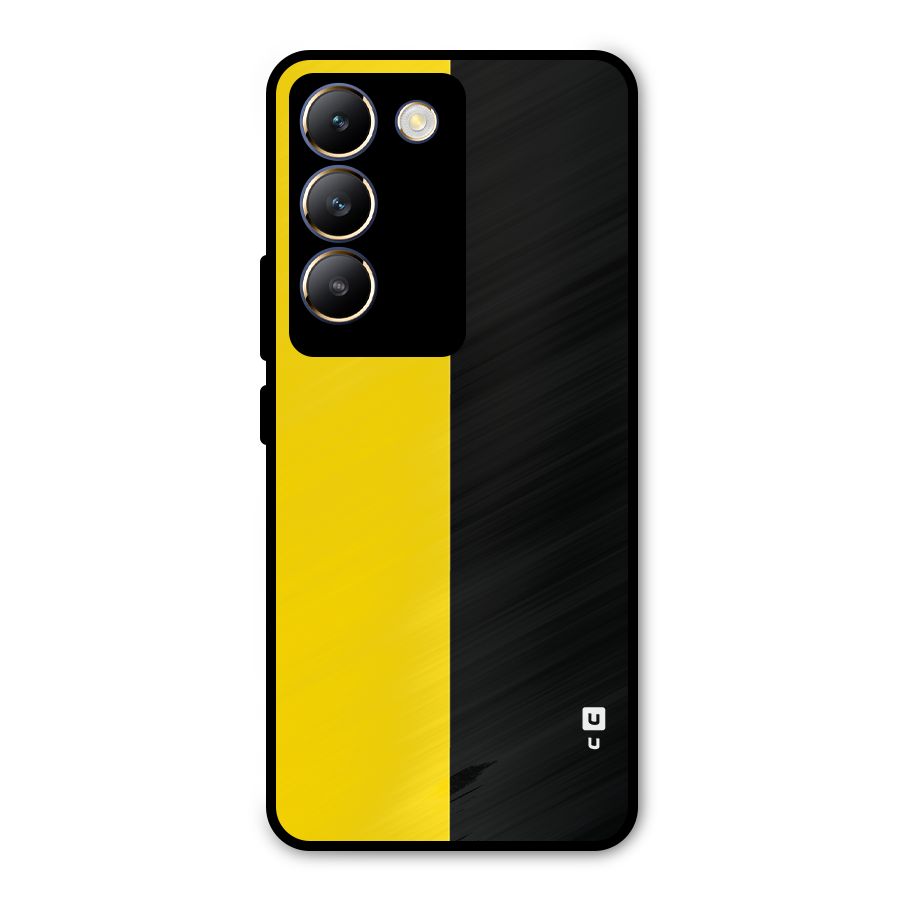 Yellow Black Super Minimalistic Metal Back Case for Vivo T3 5G
