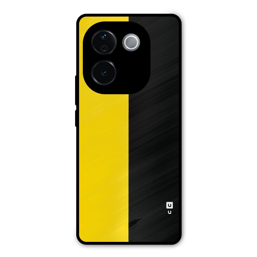 Yellow Black Super Minimalistic Metal Back Case for Vivo T3 Pro