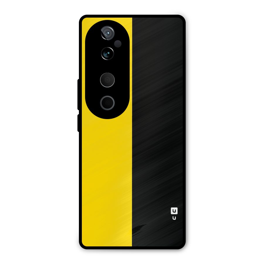 Yellow Black Super Minimalistic Metal Back Case for Vivo T3 Ultra
