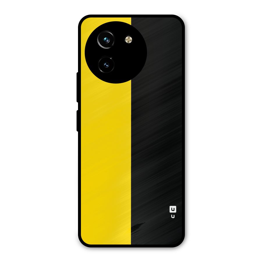 Yellow Black Super Minimalistic Metal Back Case for Vivo T3x