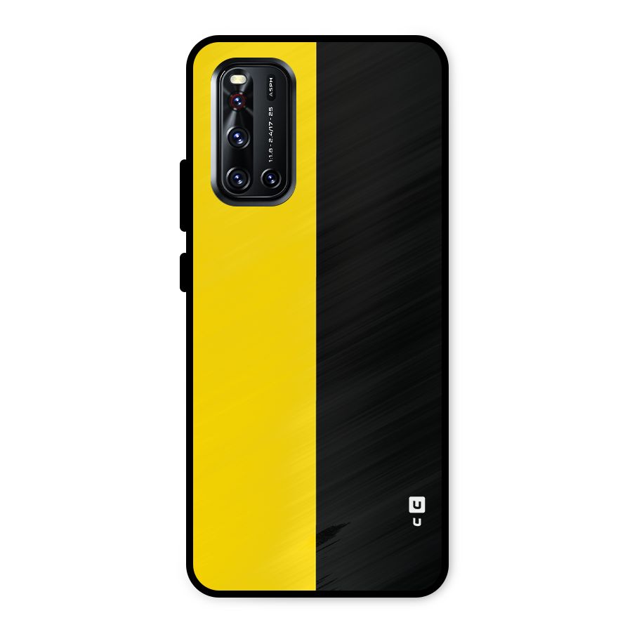 Yellow Black Super Minimalistic Metal Back Case for Vivo V19