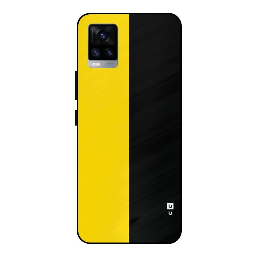 Yellow Black Super Minimalistic Metal Back Case for Vivo V20 2021
