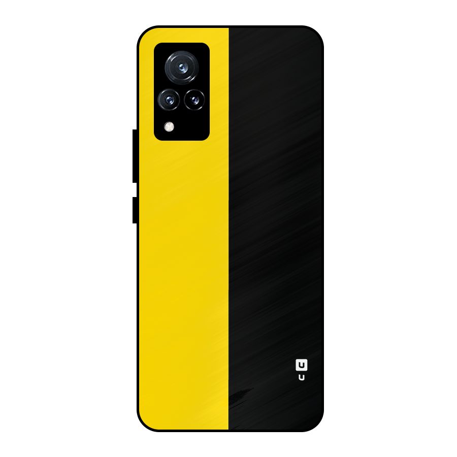 Yellow Black Super Minimalistic Metal Back Case for Vivo V21 5G