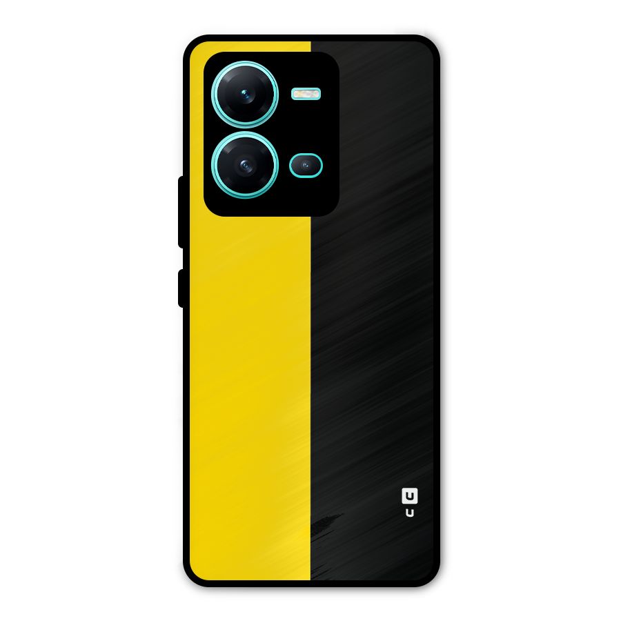 Yellow Black Super Minimalistic Metal Back Case for Vivo V25