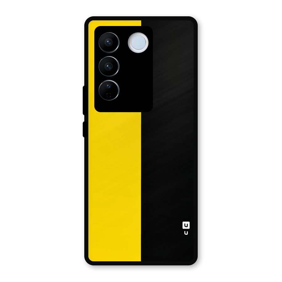Yellow Black Super Minimalistic Metal Back Case for Vivo V27 Pro