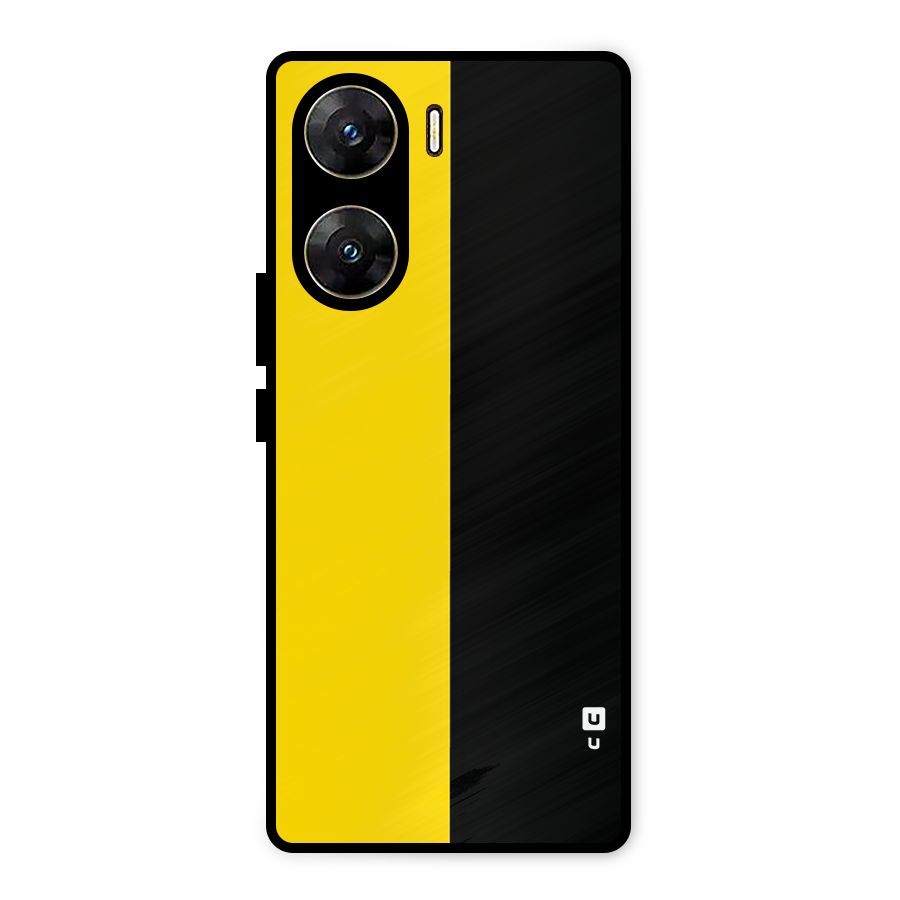 Yellow Black Super Minimalistic Metal Back Case for Vivo V29e