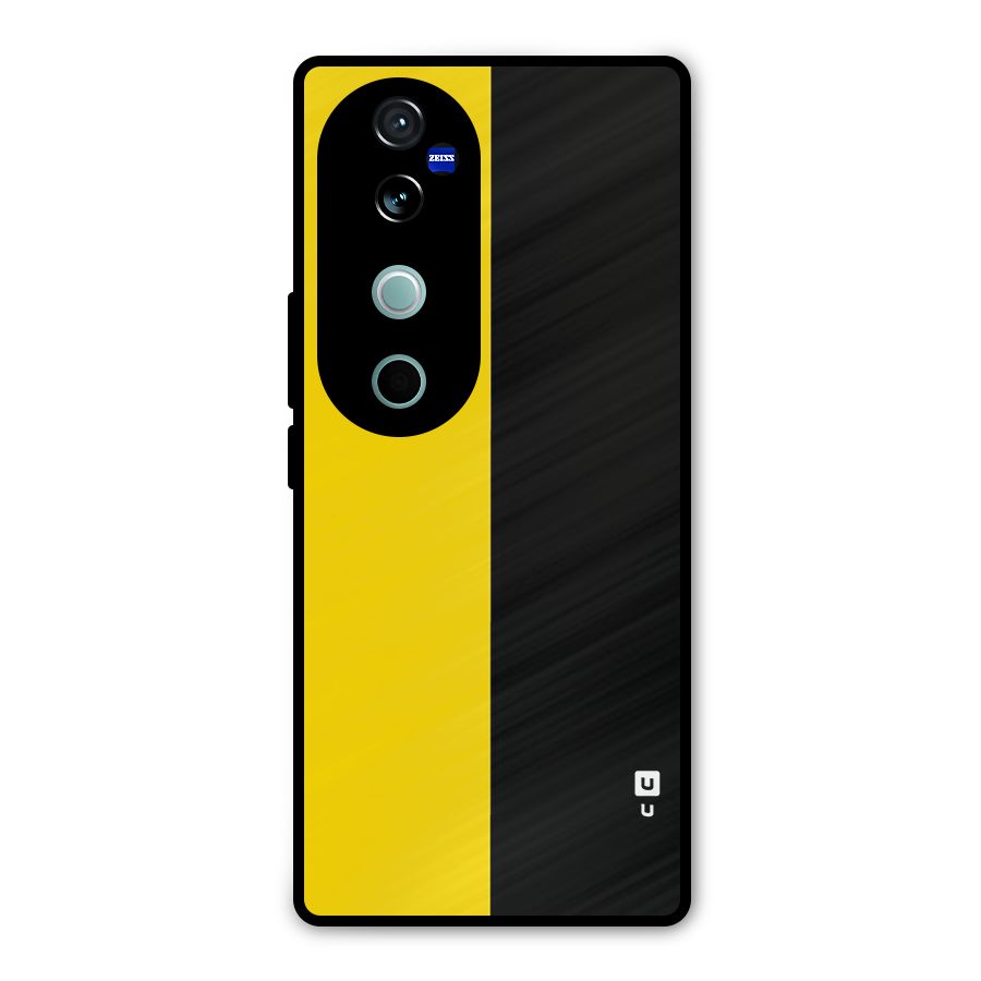 Yellow Black Super Minimalistic Metal Back Case for Vivo V40 Pro