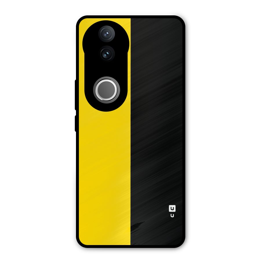 Yellow Black Super Minimalistic Metal Back Case for Vivo V50e