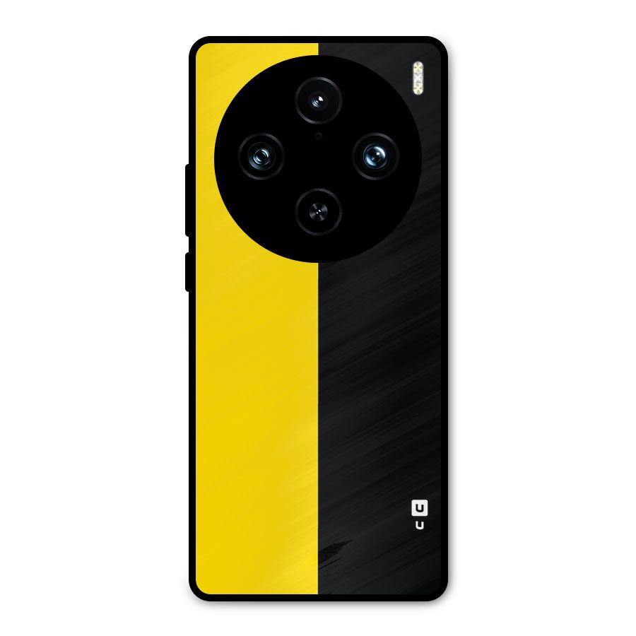 Yellow Black Super Minimalistic Metal Back Case for Vivo X100 Pro