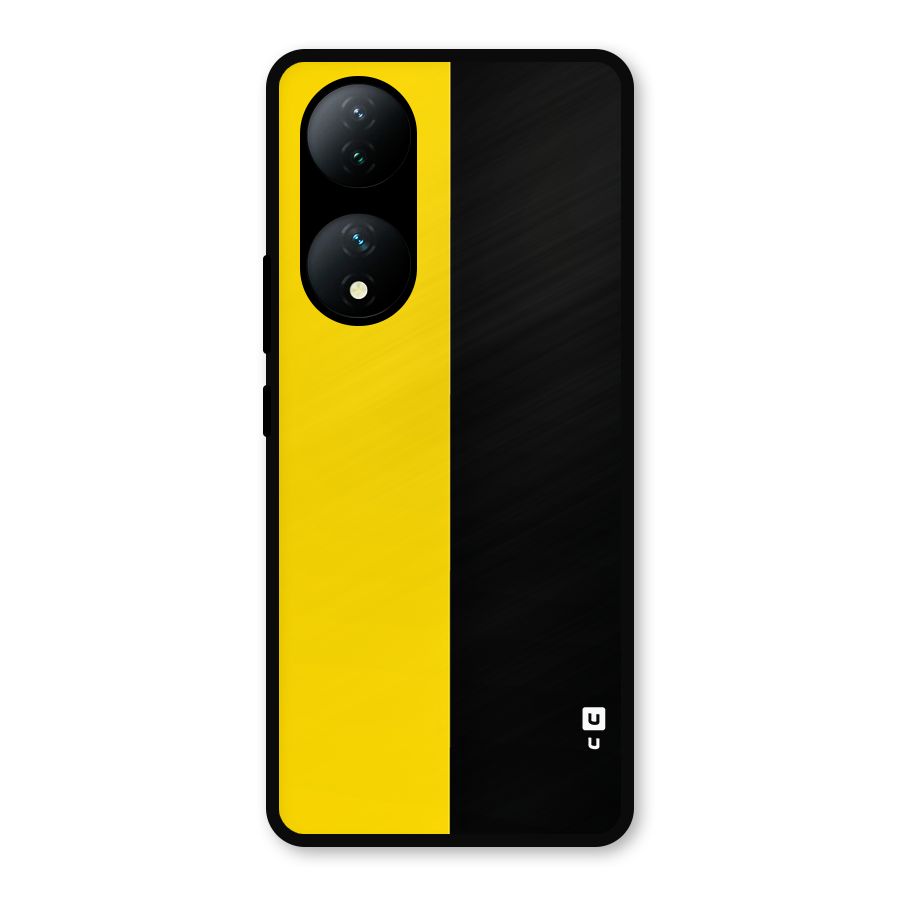 Yellow Black Super Minimalistic Metal Back Case for Vivo Y100a