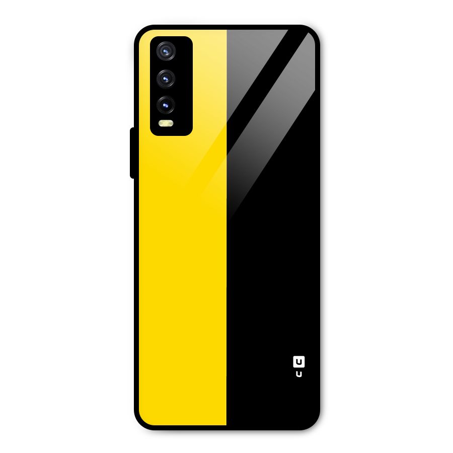 Yellow Black Super Minimalistic Metal Back Case for Vivo Y20