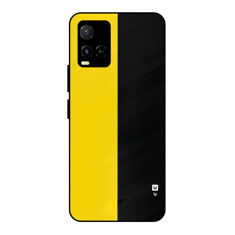Yellow Black Super Minimalistic Metal Back Case for Vivo Y21A