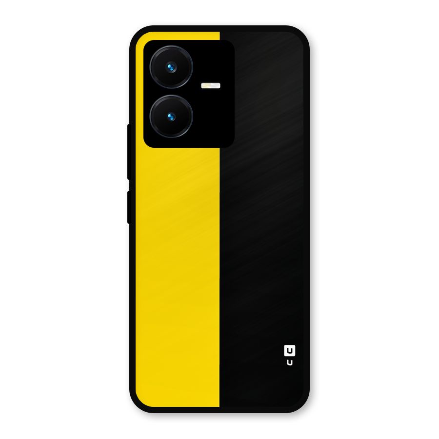 Yellow Black Super Minimalistic Metal Back Case for Vivo Y22