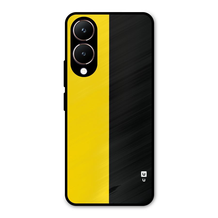 Yellow Black Super Minimalistic Metal Back Case for Vivo Y28