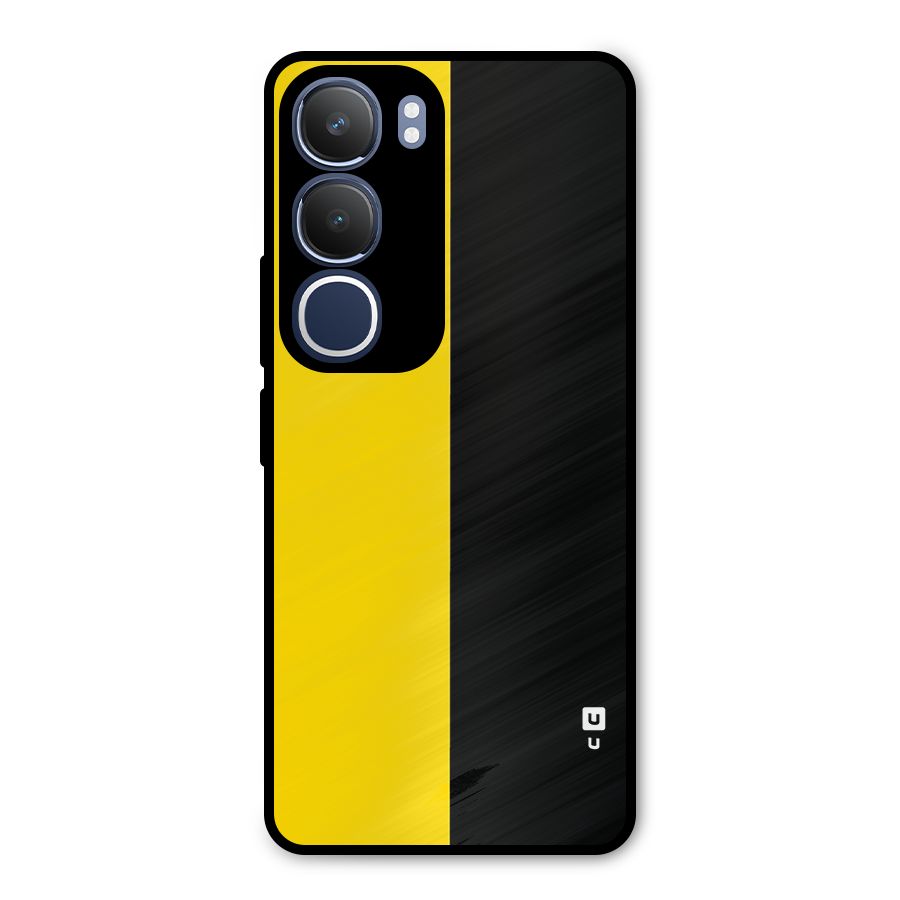 Yellow Black Super Minimalistic Metal Back Case for Vivo Y29