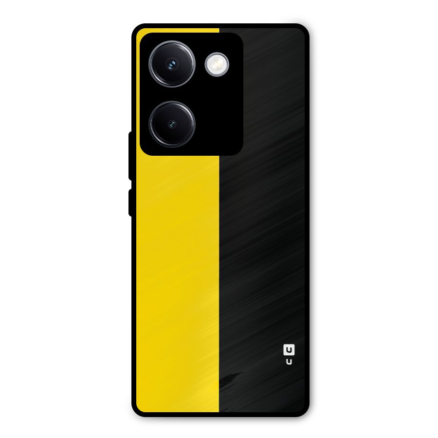 Yellow Black Super Minimalistic Metal Back Case for Vivo Y300 Plus