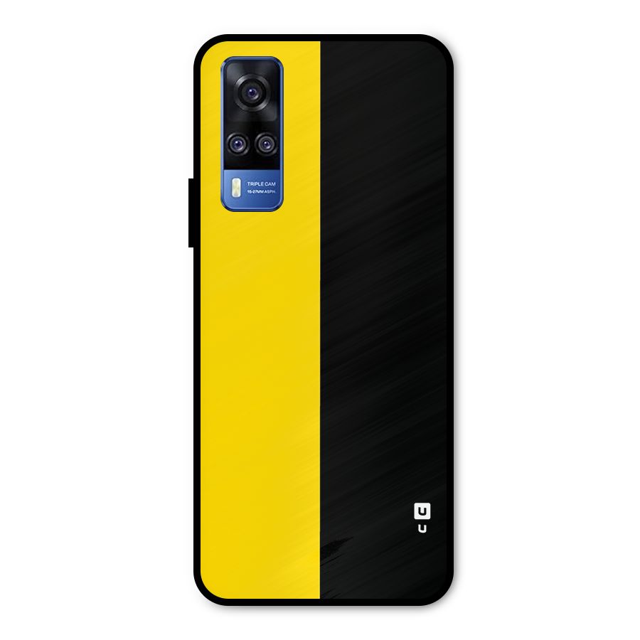Yellow Black Super Minimalistic Metal Back Case for Vivo Y31