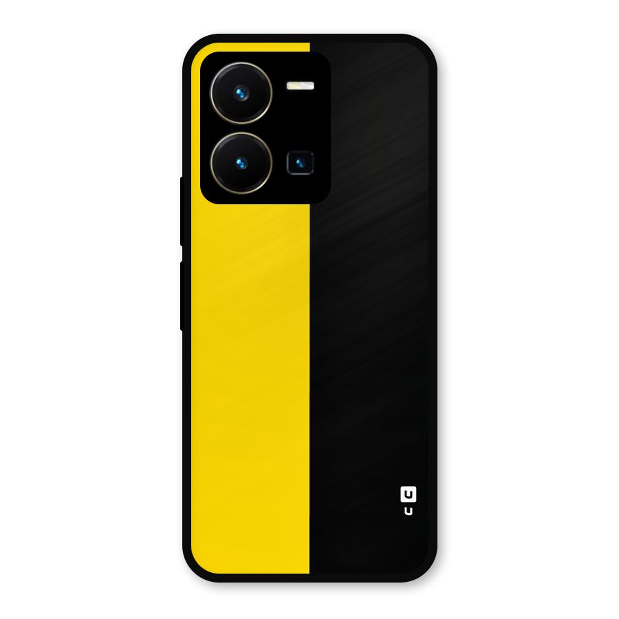 Yellow Black Super Minimalistic Metal Back Case for Vivo Y35