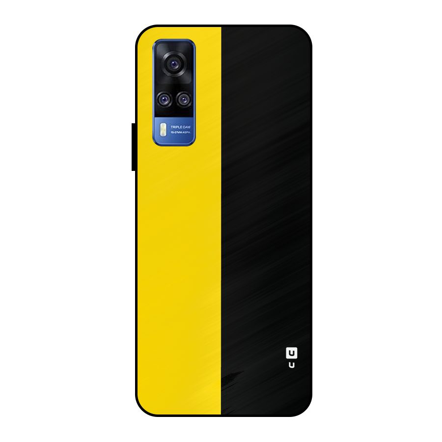 Yellow Black Super Minimalistic Metal Back Case for Vivo Y51