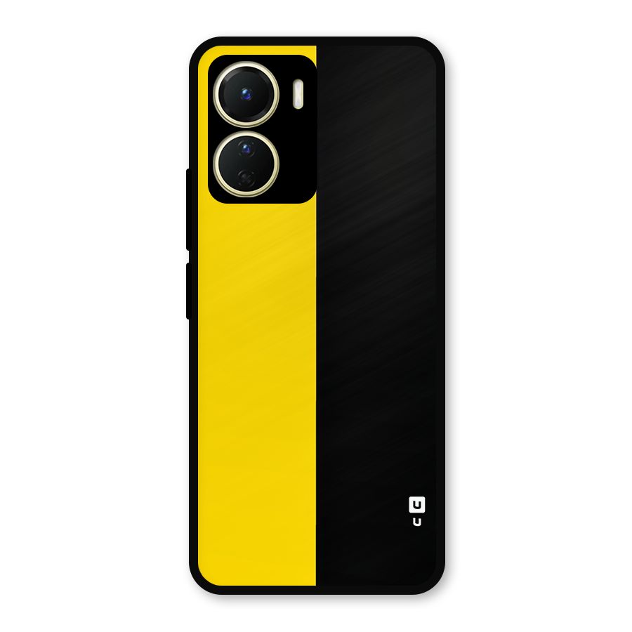 Yellow Black Super Minimalistic Metal Back Case for Vivo Y56