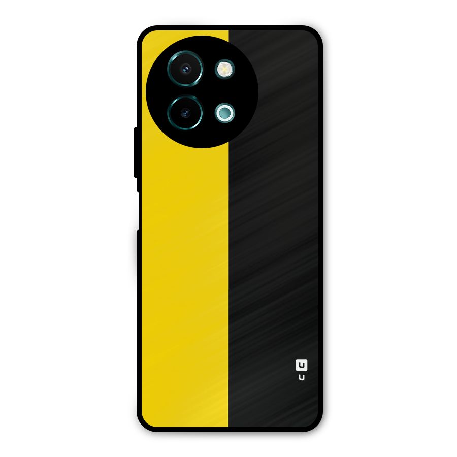 Yellow Black Super Minimalistic Metal Back Case for Vivo Y58