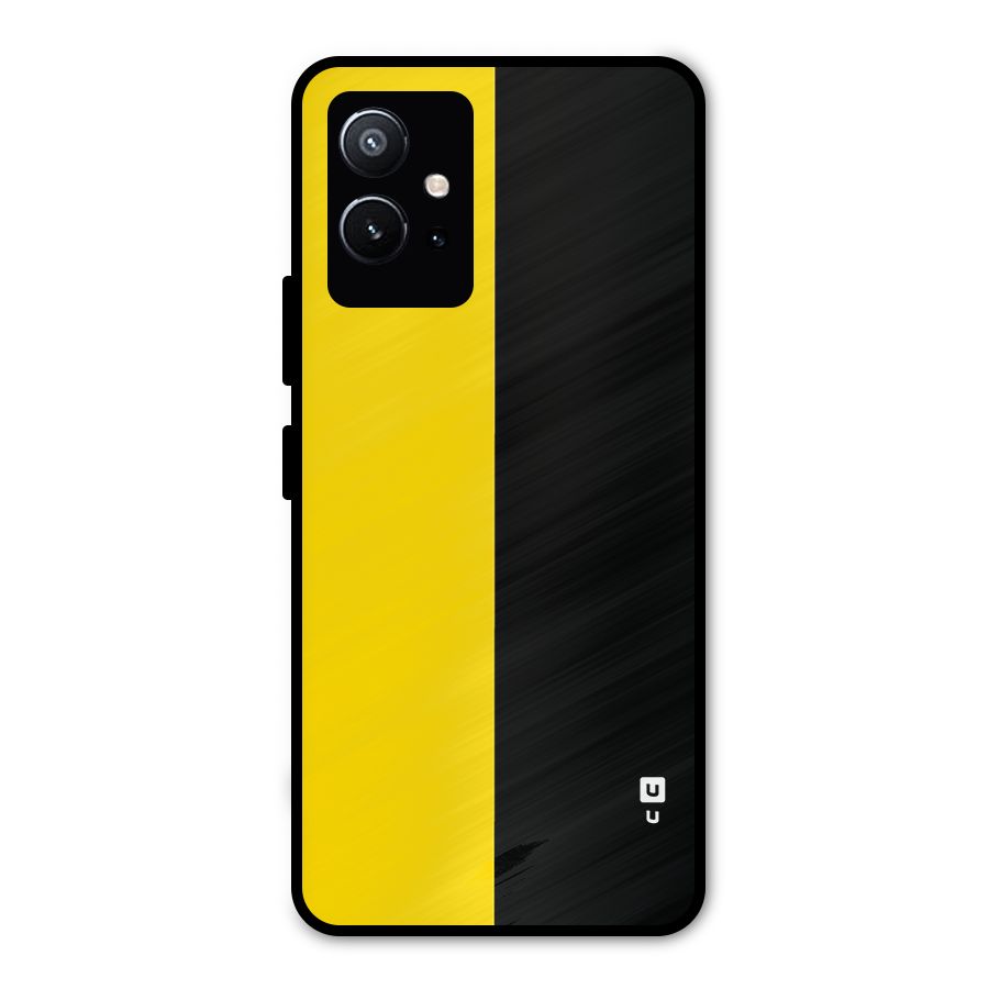 Yellow Black Super Minimalistic Metal Back Case for Vivo Y75 5G